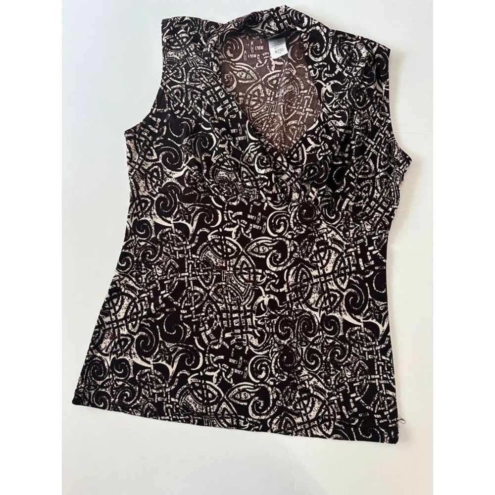 VTG 90s/Y2K Abstract Graphic Indie Sleaze Grunge Fairycore Sleeveless Blouse